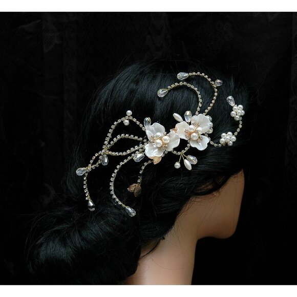 Bridal Rhinestone Pearl Headpiece main image 4